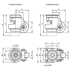 K1786 Ролики поворотные с резиновой опорой
