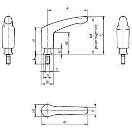 K1317 Рычаги зажимные безопасные Hygienic USIT с наружной резьбой