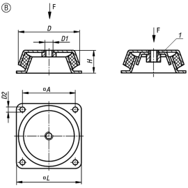 K0687 Виброопоры резинометаллические с креплением и крышкой