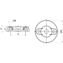 A00016 Основания опор из пластика с глухими отверстиями, 20°