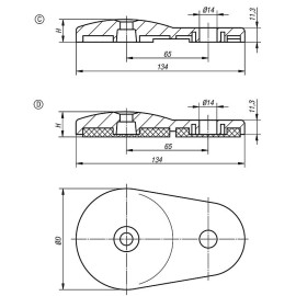 K0426 Основания подвижных опор из цинка с крепежным отверстием, 4°