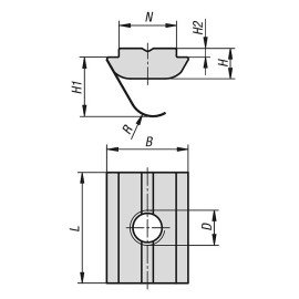 K1027 Сухари пазовые T-образные с пружинным фиксатором (тип B)