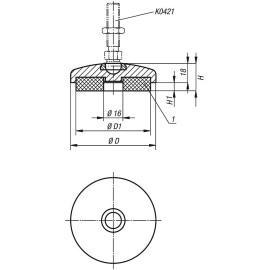 K0419 Основания шарнирных опор виброизолирующие, 20°