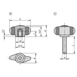 K0274 Ручки барашки маленькие из пластика и нержавеющей стали