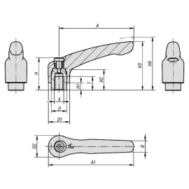 K1659 Рычаги зажимные из цинкового сплава и пассивированной стали, ВР