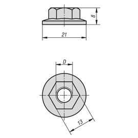 K1030 Гайки шестигранные с фланцем для Т-болтов (K1029)