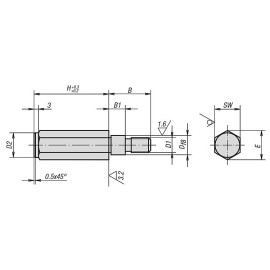 K0300 Опоры шестигранные с наружной резьбой удлиненные