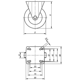 K1760 Ролики усиленные, пластиковые диски и резиновые шины