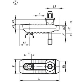 K1165 Прихваты регулируемые "крокодил" с контропорой