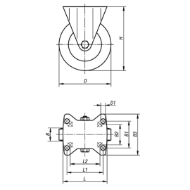 K1773 Ролики с корпусом из нержавеющей стали, пластиковые колеса