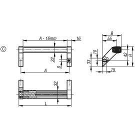 K0131 Ручки трубчатые из алюминия с крепежными болтами