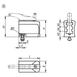 K1664 Прижимы силовые рычажные трехуровневые