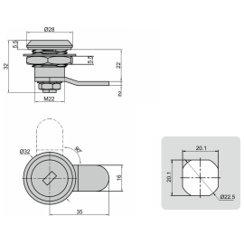 Замки поворотные короткие из цинка с ключами Алтервиа A40101.101B