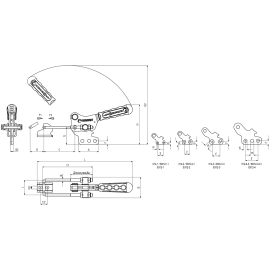 Защелки натяжные с рукояткой, крюком и вертикальным основанием Kukamet 312