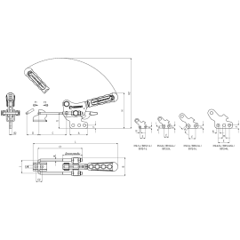 Защелки натяжные с рукояткой, крюком и вертикальным основанием Kukamet 312