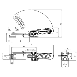 Защелки натяжные со скобой, рукояткой и крюком Kukamet 321-1