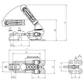 Защелки натяжные со скобой, рукояткой и крюком Kukamet 371-4