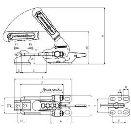 Защелки натяжные со скобой, рукояткой и крюком Kukamet 371-4