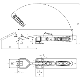 Защелки натяжные со скобой, рукояткой и крюком Kukamet 421-3